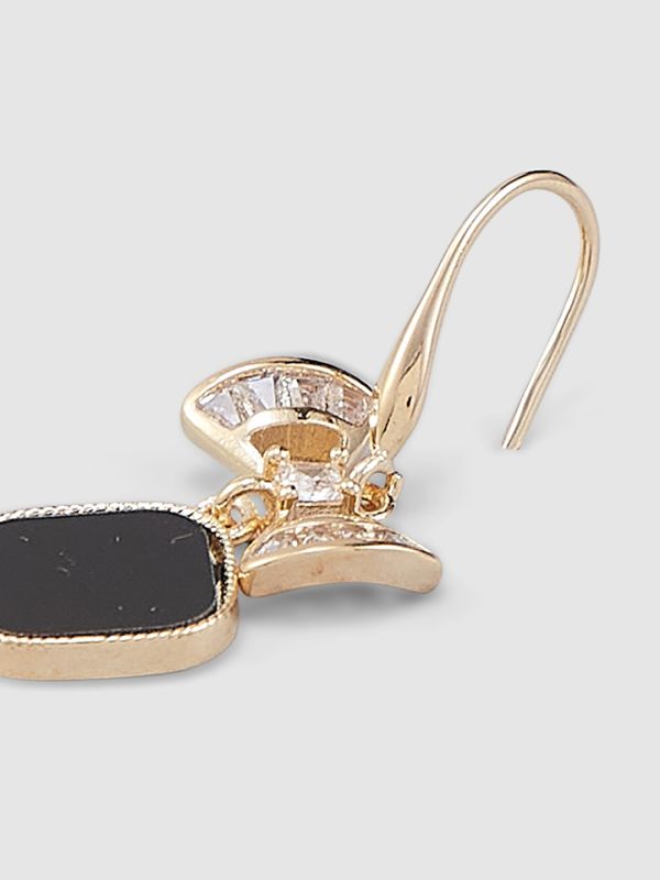 Globus Women Black Gold-Plated Square Drop Earrings