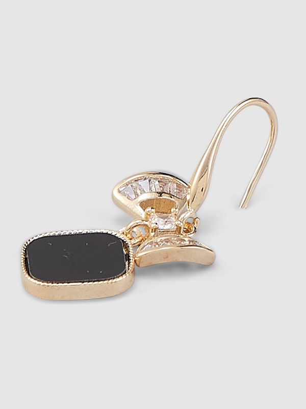 Globus Women Black Gold-Plated Square Drop Earrings