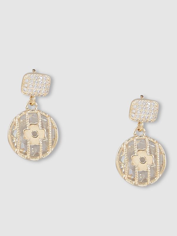 Globus Women Gold-Plated Circular Drop Earrings