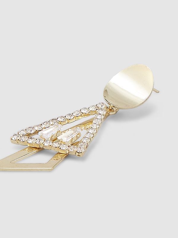 Globus Women Gold-Plated Cubic Zirconia Triangular Drop Earrings