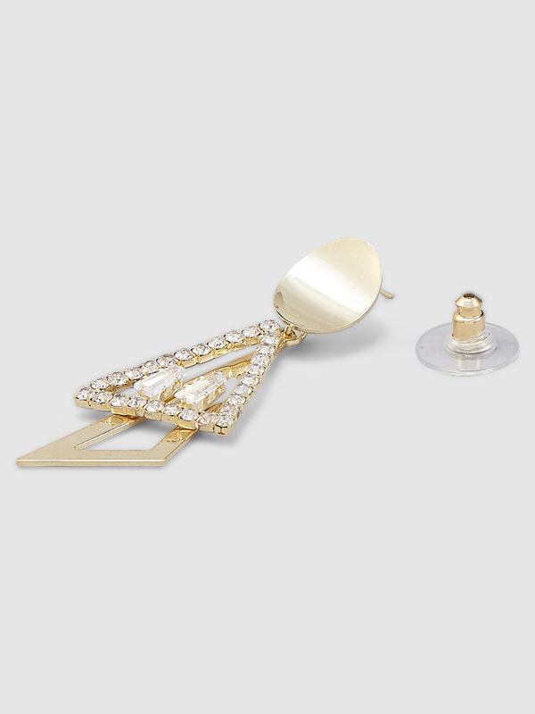 Globus Women Gold-Plated Cubic Zirconia Triangular Drop Earrings