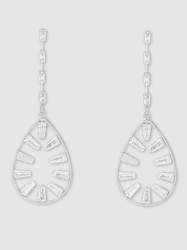 Globus Women Silver-Plated Teardrop Shaped Drop Earrings
