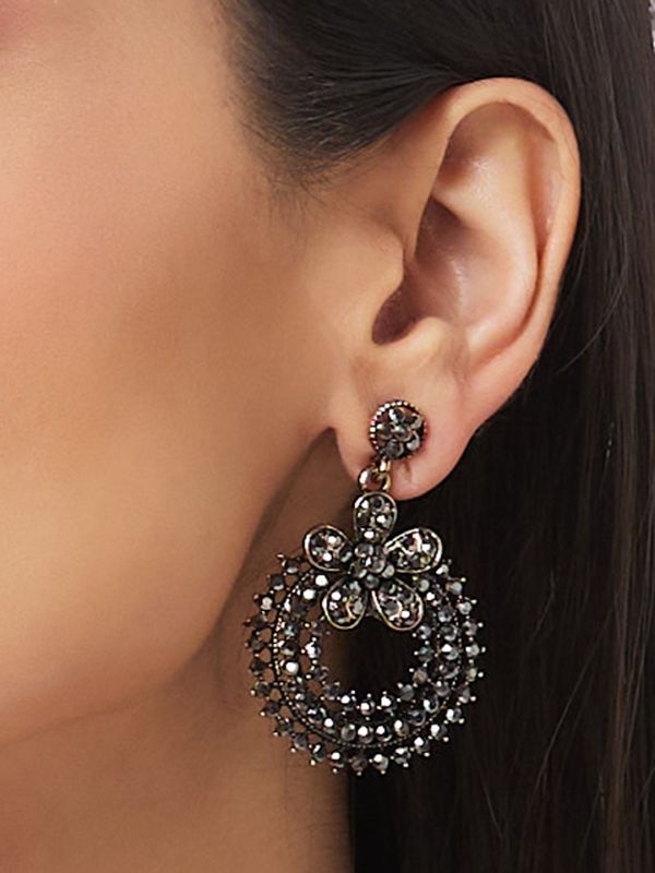 Globus Women Anti Gold Plated Circular Drop Earrings