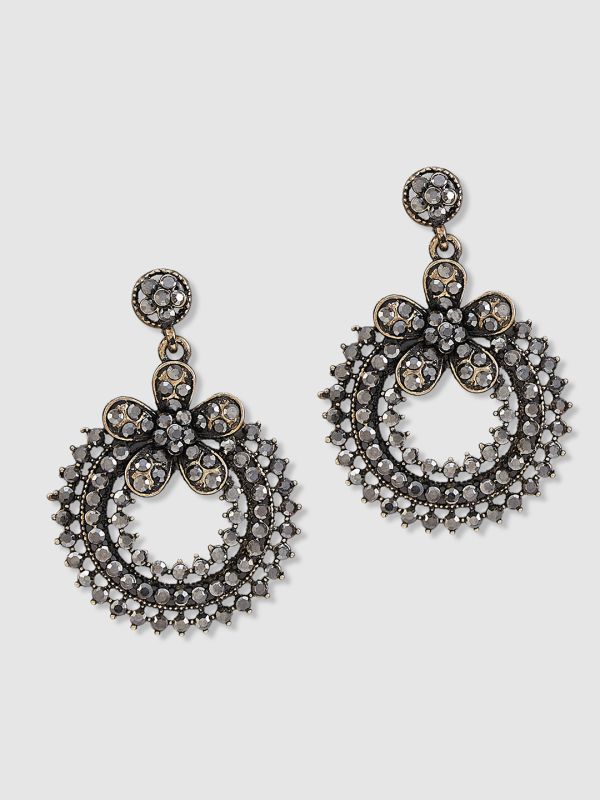 Globus Women Anti Gold Plated Circular Drop Earrings