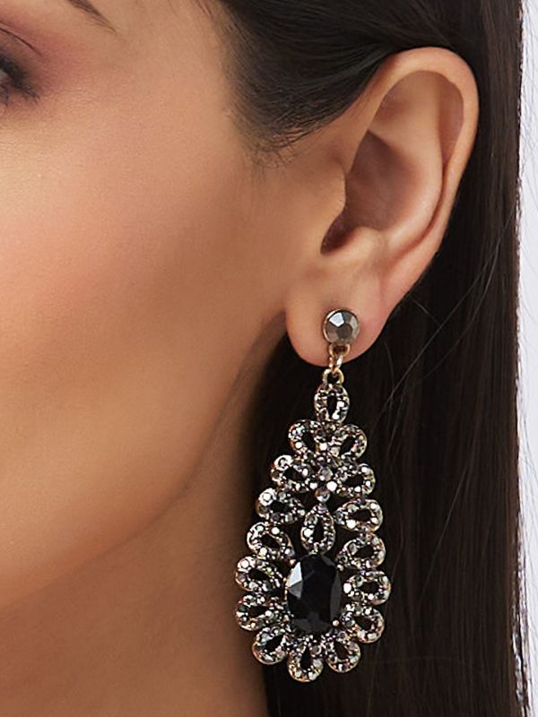 Globus Women Anti Gold Plated Oval Drop Earrings
