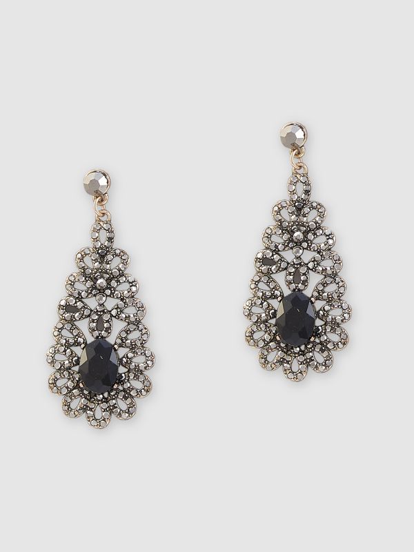 Globus Women Anti Gold Plated Oval Drop Earrings