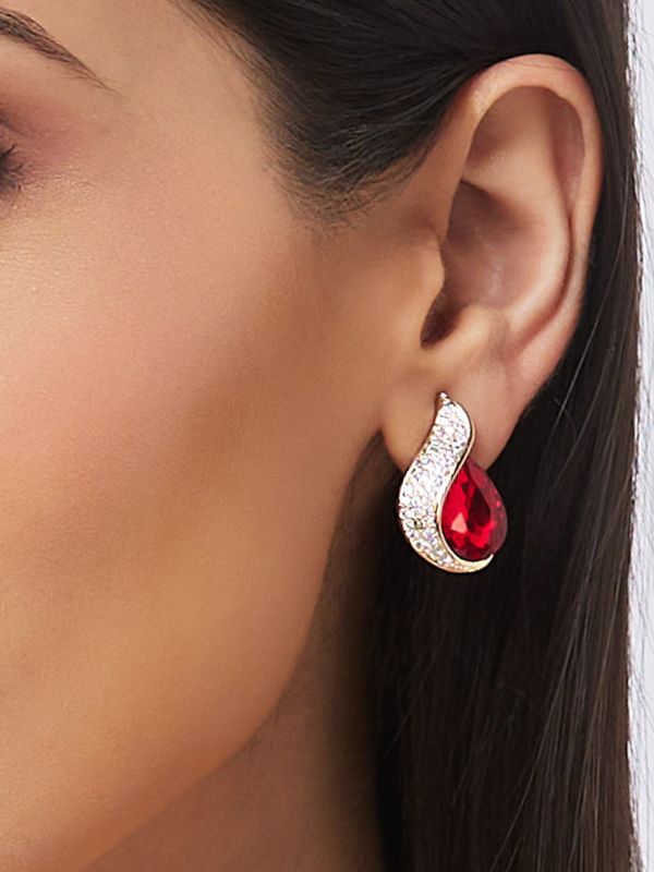 Globus Women Red Gold-Plated Paisley Shaped Stud Earrings