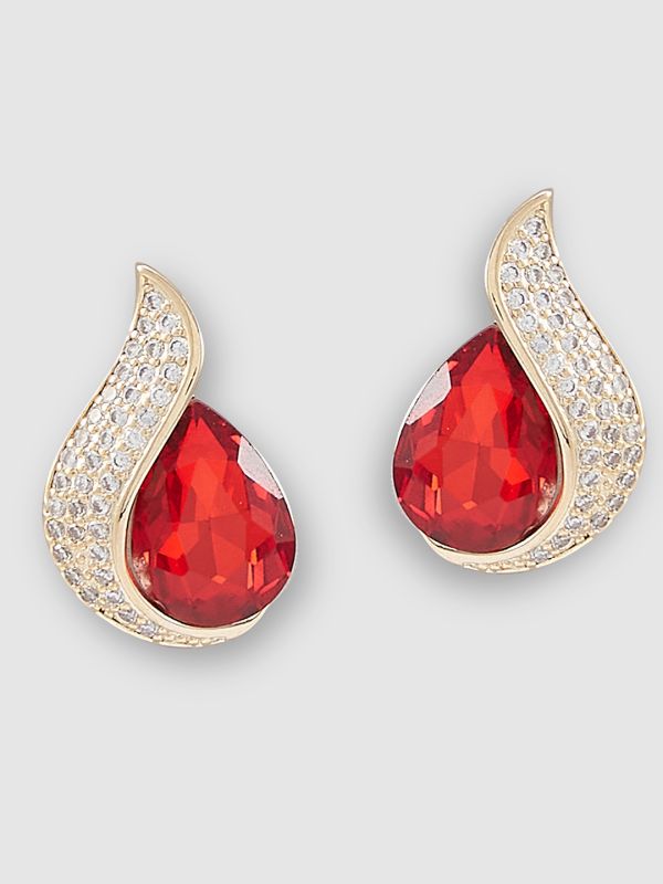 Globus Women Red Gold-Plated Paisley Shaped Stud Earrings