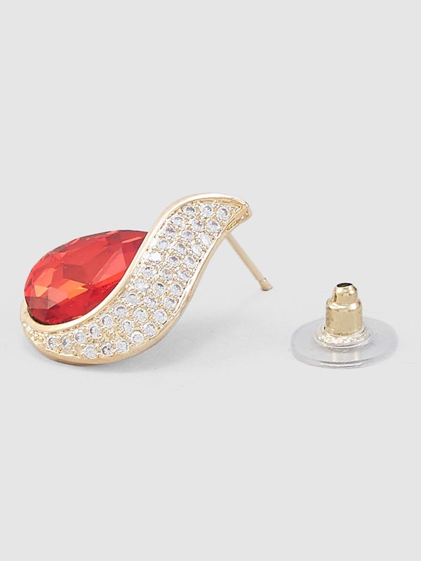 Globus Women Red Gold-Plated Paisley Shaped Stud Earrings