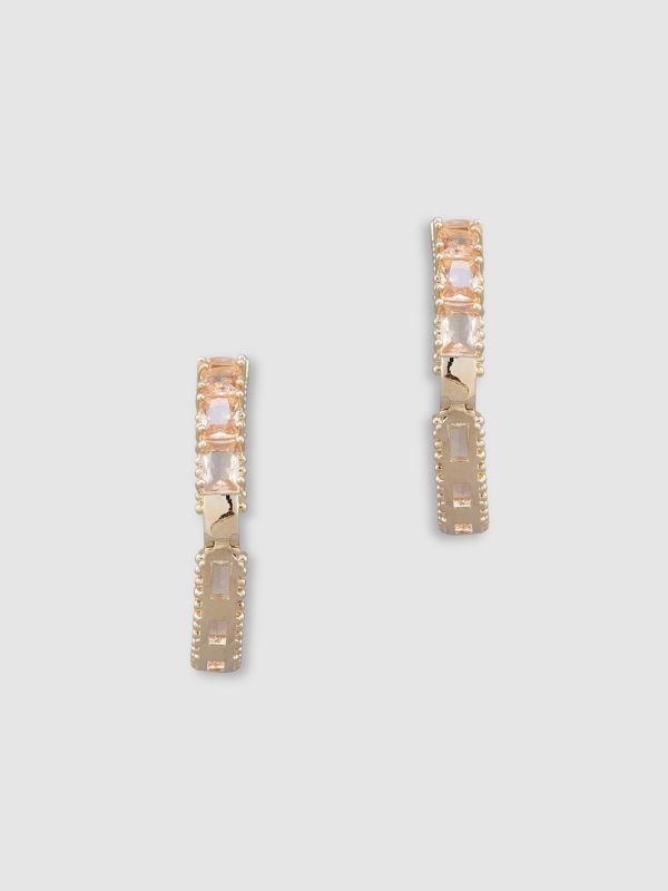 Globus Women Champagne Gold-Plated Oval Hoop Earrings