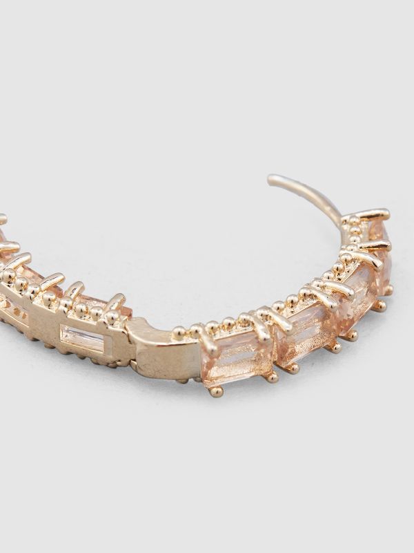 Globus Women Champagne Gold-Plated Oval Hoop Earrings