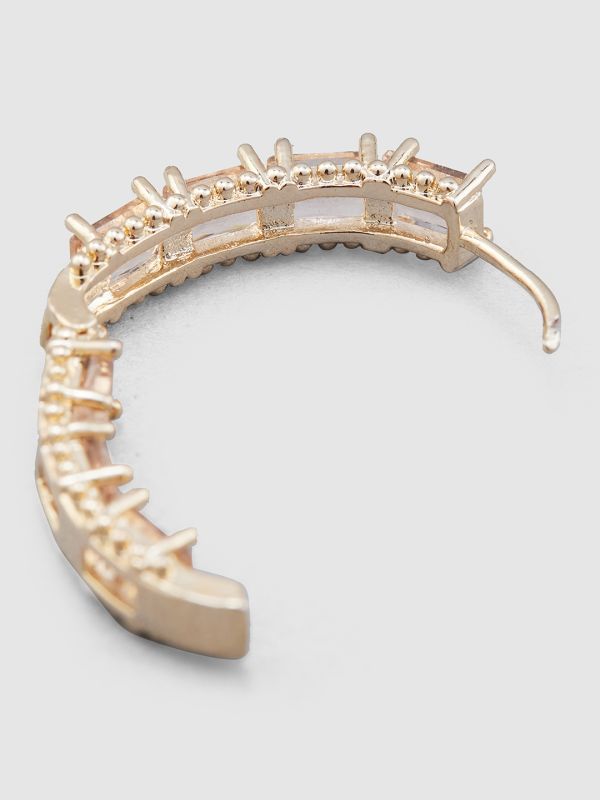 Globus Women Champagne Gold-Plated Oval Hoop Earrings