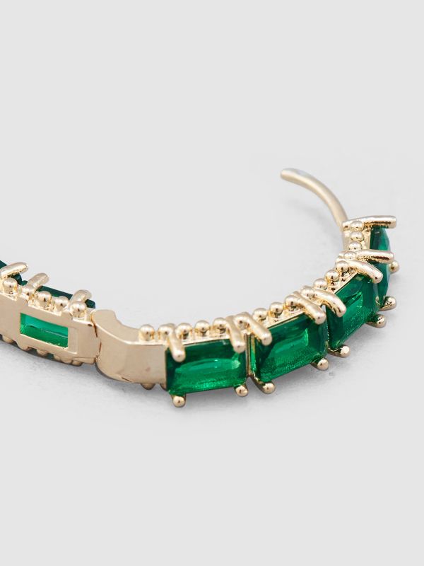 Globus Women Green Gold-Plated Oval Hoop Earrings