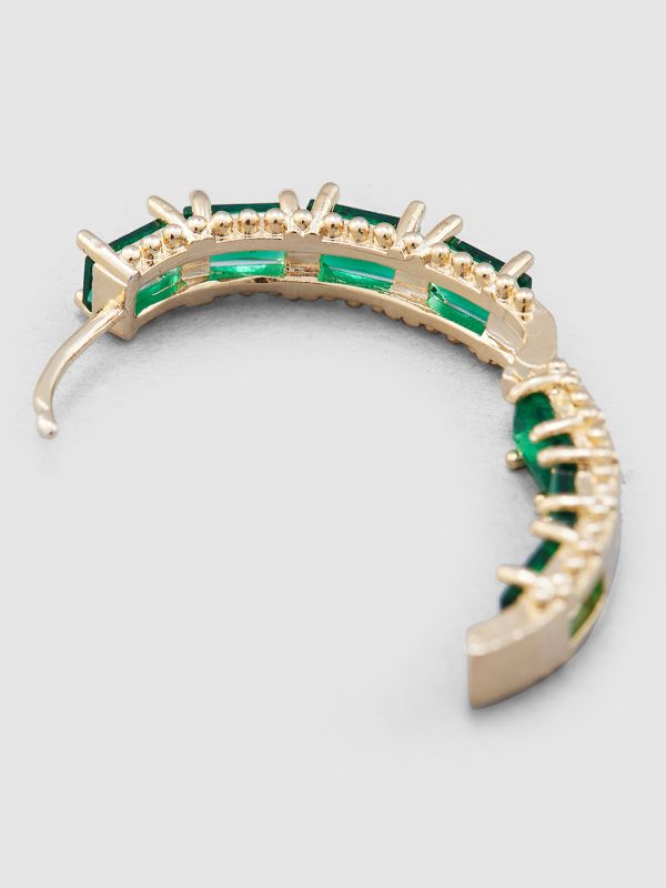 Globus Women Green Gold-Plated Oval Hoop Earrings