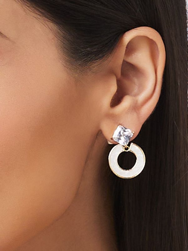 Globus Women White Gold-Plated Circular Stud Earrings