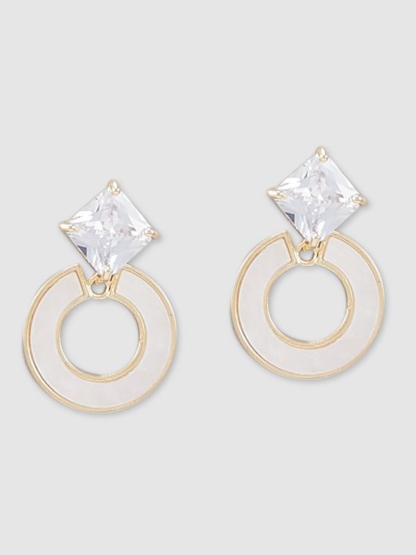 Globus Women White Gold-Plated Circular Stud Earrings