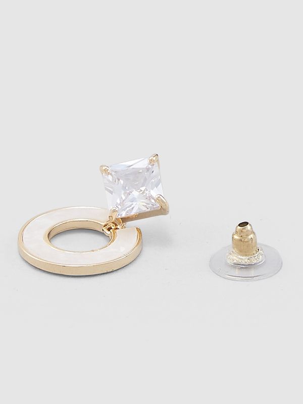 Globus Women White Gold-Plated Circular Stud Earrings