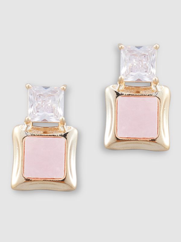 Globus Women Pink Gold-Plated Square Stud Earrings