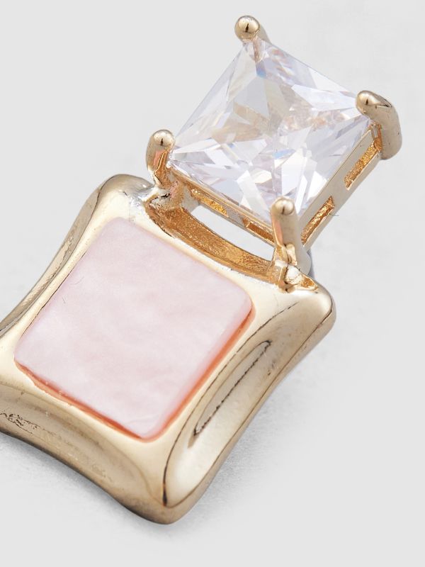 Globus Women Pink Gold-Plated Square Stud Earrings