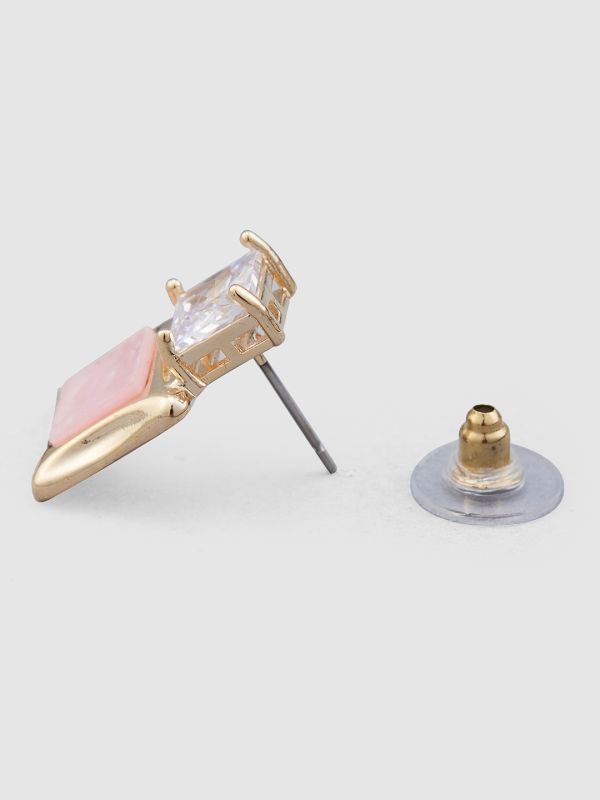 Globus Women Pink Gold-Plated Square Stud Earrings
