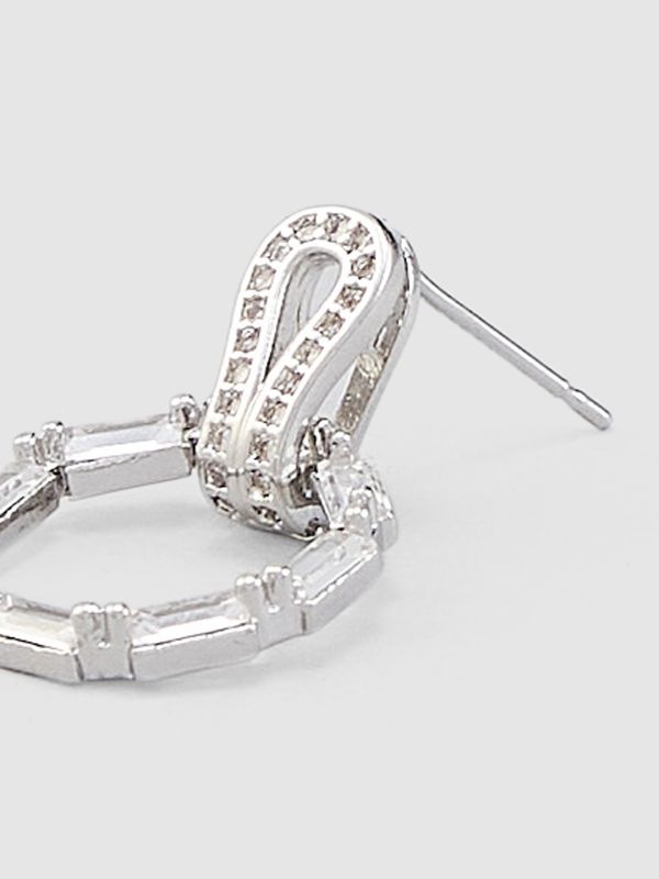 Globus Women Silver-Plated Cubic Zirconia Circular Stud Earrings