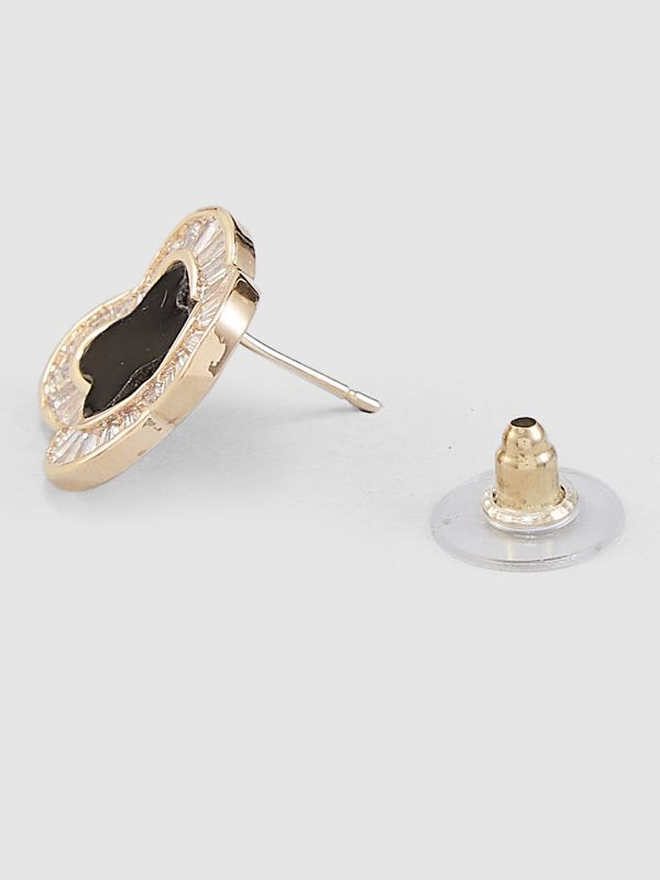 Globus Women Gold-Plated Cubic Zirconia Floral Stud Earrings
