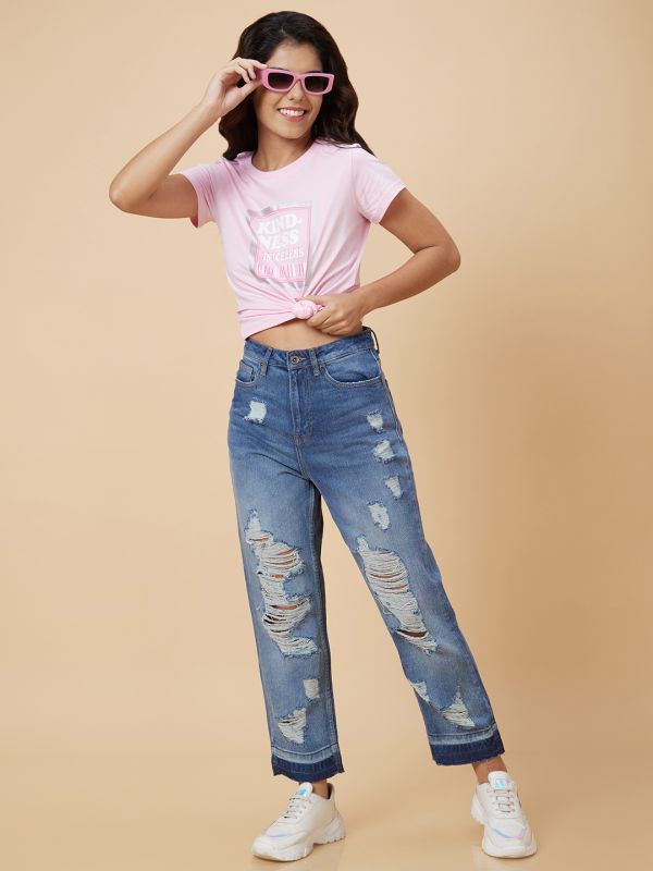 Globus Women Blue Boyfriend Fit Mid Rise Jeans