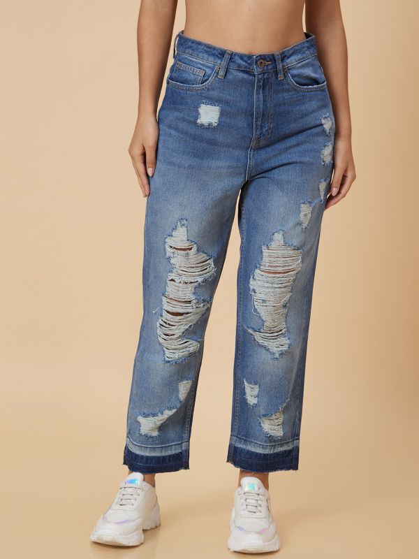 Globus Women Blue Boyfriend Fit Mid Rise Jeans