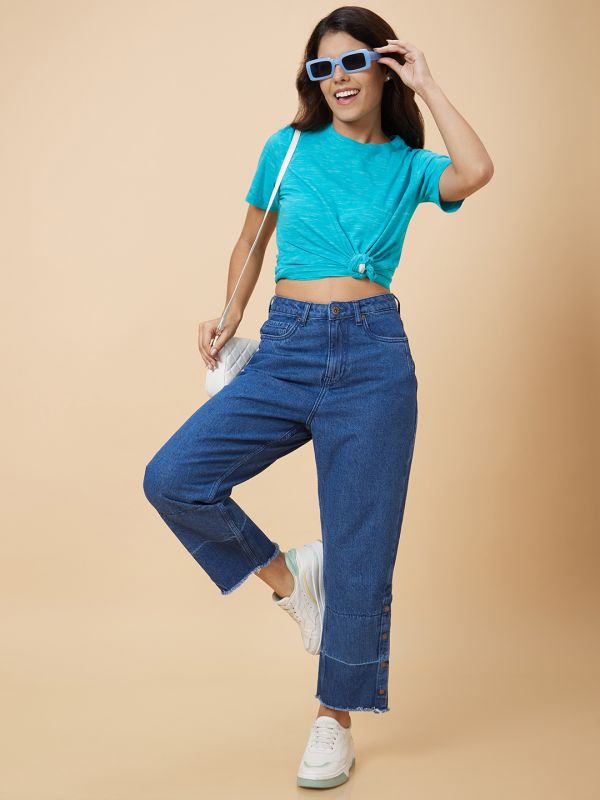 Globus Women Blue Boyfriend Fit Mid Rise Jeans