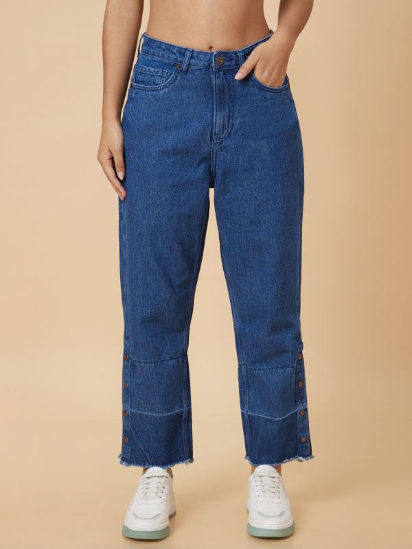 Globus Women Blue Boyfriend Fit Mid Rise Jeans