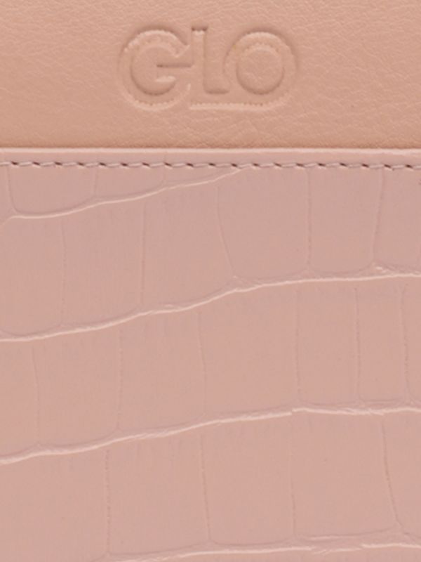 Globus Women Nude Vegan Leather Croc Animal Effect Zip Around Wallet With Zip Coin Pocket