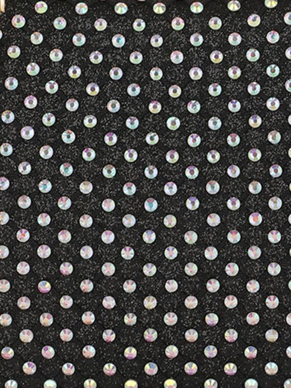 Globus Women Black Embellished Single Handle Curve Shape Party Clutch With Detachable Chain Strap