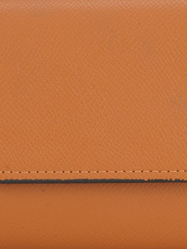 Globus Women Tan Vegan Leather Textured Button Closure Bi-Fold Wallet