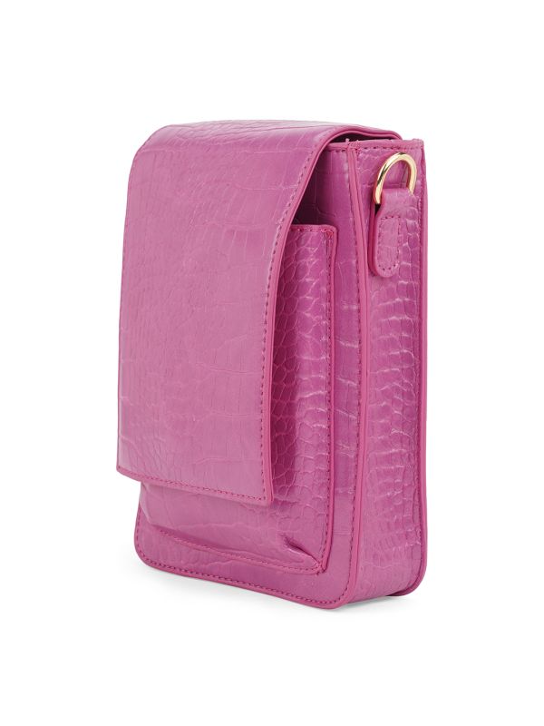 Globus Women Pink Animal Effect Small Rectangular Party Sling Bag With Detachable Strap