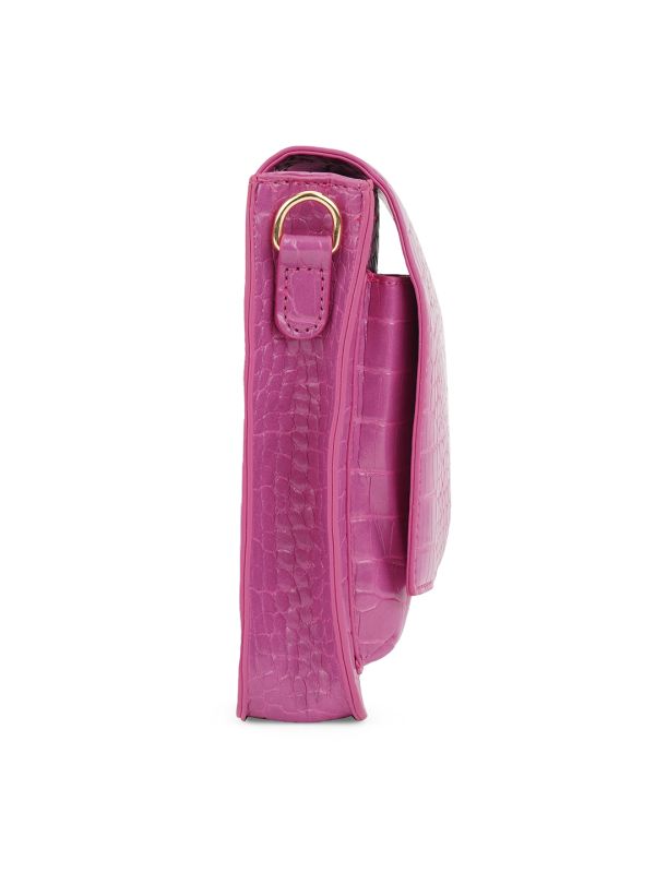 Globus Women Pink Animal Effect Small Rectangular Party Sling Bag With Detachable Strap