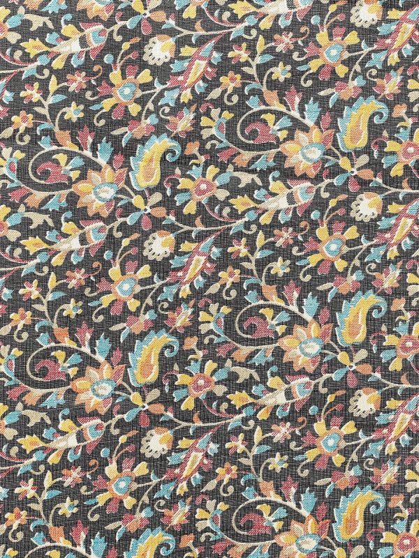 Globus Women Black Floral Print Silk Tasselled Border Dupatta