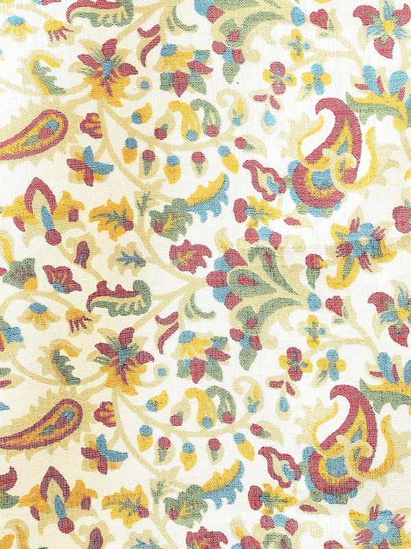 Globus Women Off White Floral Print Silk Tasselled Border Dupatta