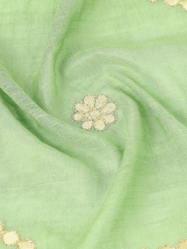 Globus Women Green Gotta Patti Detail Organza Tasselled Border Festive Dupatta