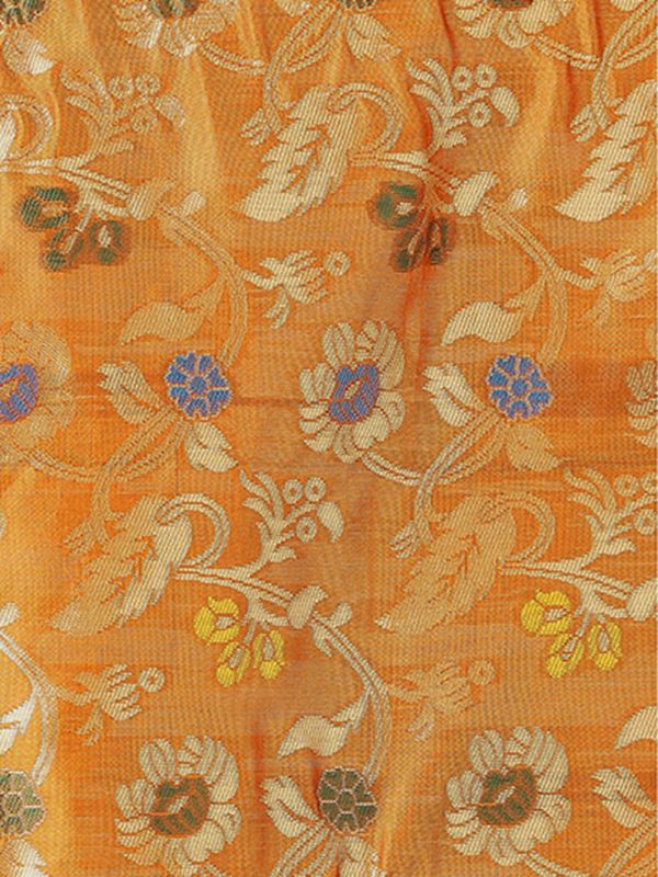 Globus Women Mustard Floral Woven Design Brocade Tasselled Border Festive Dupatta