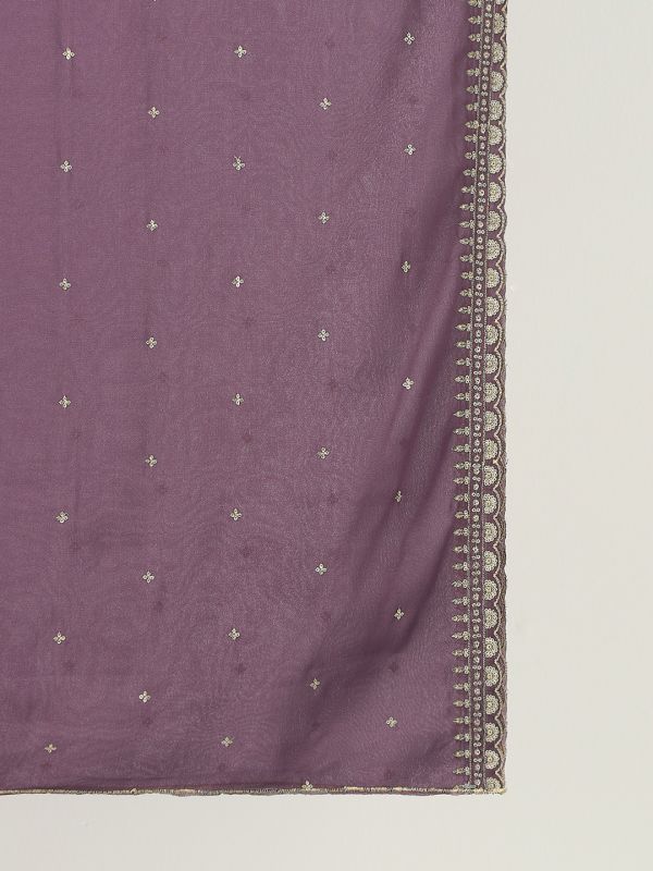 Globus Women Purple Sequinned Silk Festive Dupatta