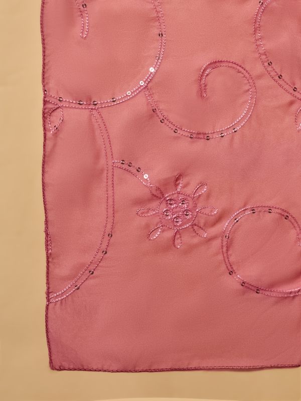 Globus Women Pink Sequinned & Embroidered Organza Festive Dupatta