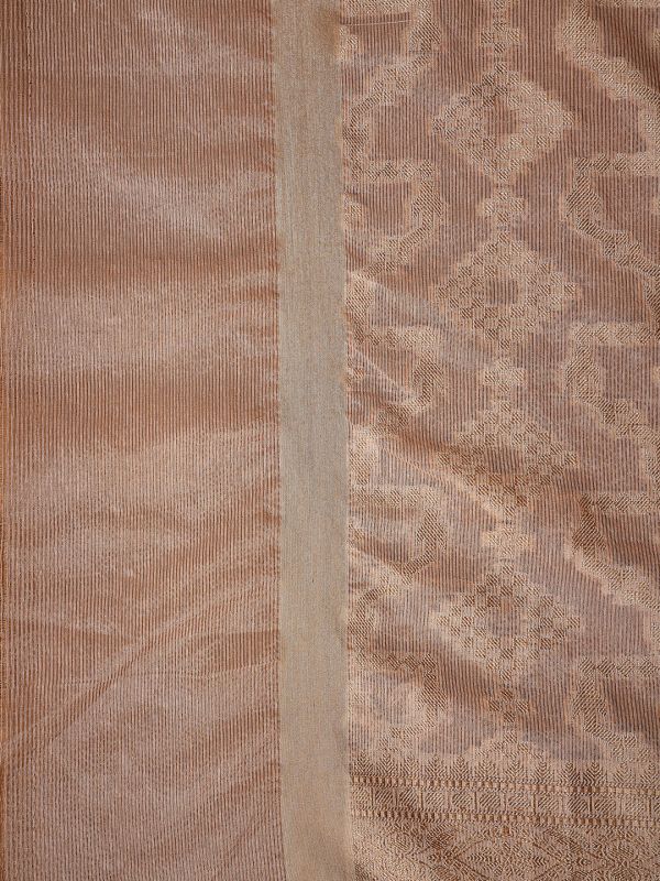 Globus Women Gold Geometric Woven Design Tasselled Border Brocade Festive Dupatta