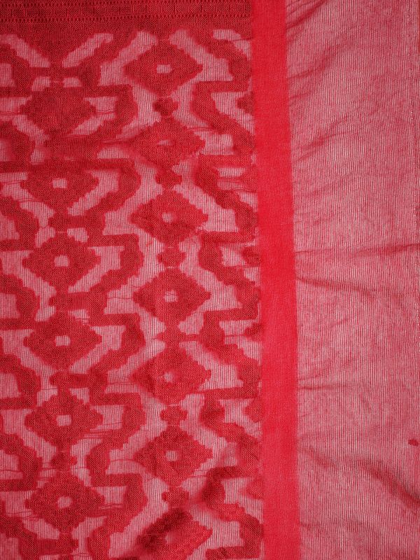 Globus Women Maroon Geometric Woven Design Tasselled Border Brocade Festive Dupatta