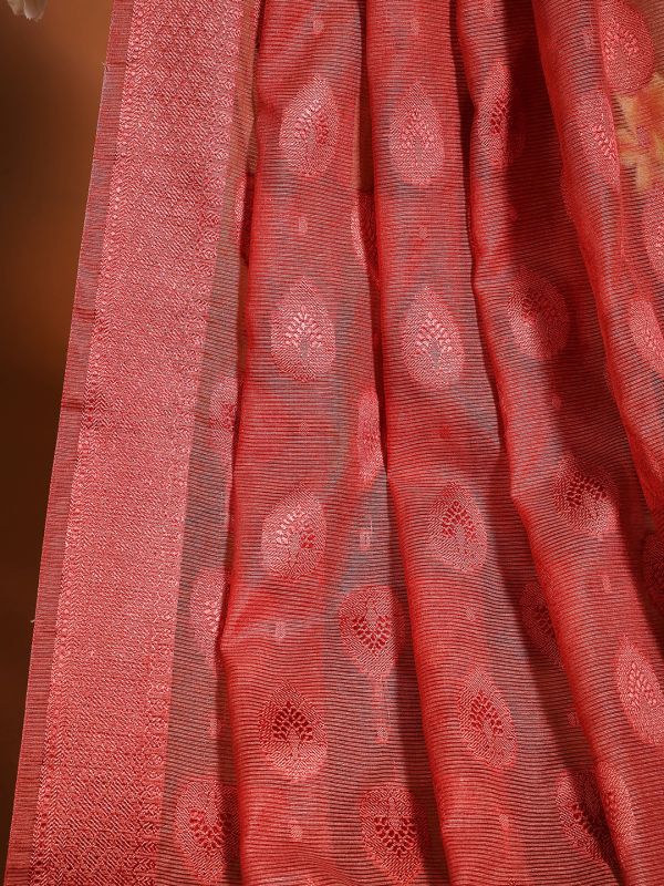 Globus Women Pink Ethnic Woven Design Tasselled Border Brocade Festive Dupatta