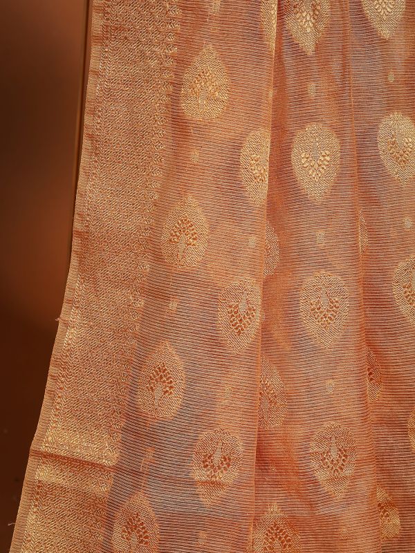 Globus Women Mustard Ethnic Woven Design Tasselled Border Brocade Festive Dupatta