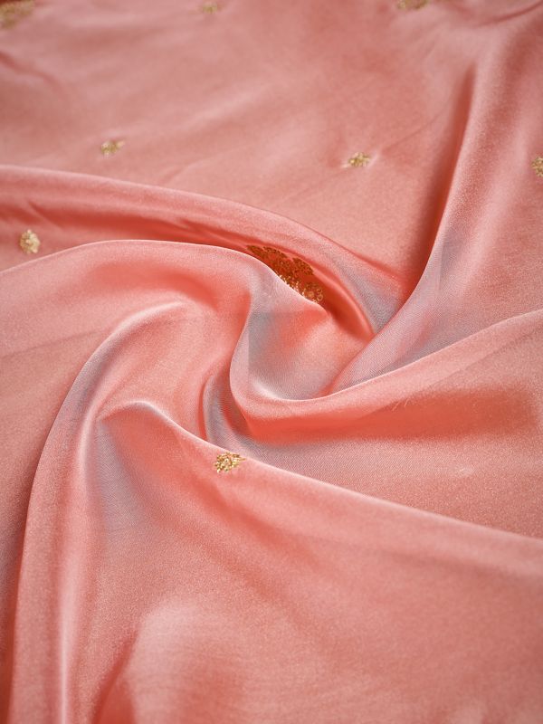 Globus Women Peach Sequinned & Embroidered Scalloped Border Organza Festive Dupatta