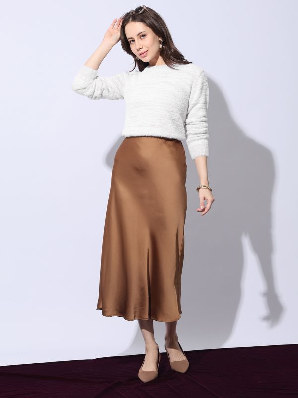 Globus Women Pink Crew Neck Long Sleeves Self Design Ribbed Hem Woollen Winterwear Pullover Sweater