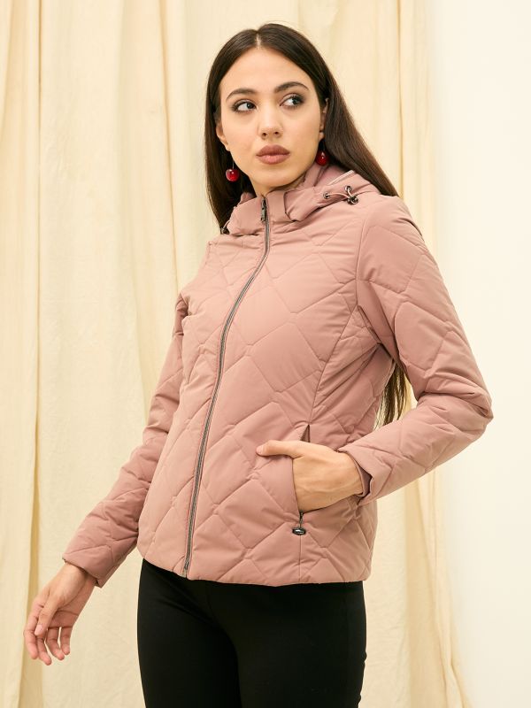 Globus Women Pink Solid Mock Collar Long Sleeves Polyester Puffer Jacket