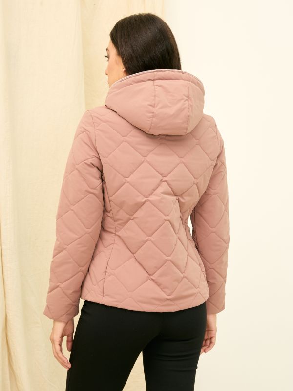 Globus Women Pink Solid Mock Collar Long Sleeves Polyester Puffer Jacket