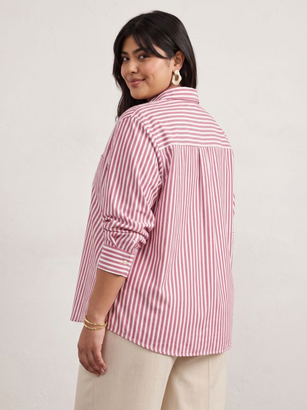 Globus Women Brown Vertical Striped Spread Collar Long Cuffed Sleeves Cotton Shirt